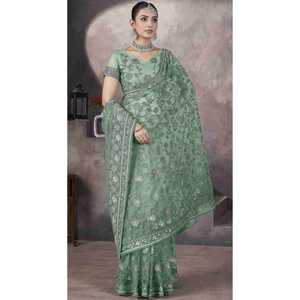 Saree de broderie de créateur pour les fêtes de mariage Robes de mariée élégantes - Product Image 6