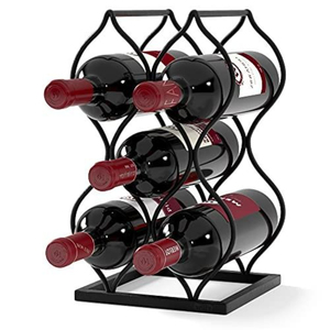 ROYAL HOME COLLECTION Modern Handmade Metal Wine Holder Stand <b>6</b>-Bottle Iron Bronze Finish Wine Storage Display Bar Home Decor - Product Image 4