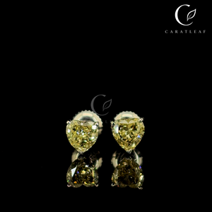 Pendientes de Diamantes Amarillos con Corte Corazón, Certificados por IGI, Chapados en Oro, Pendientes de Lujo para Mujer, para Regalo de Boda o Fiesta - Product Image 2