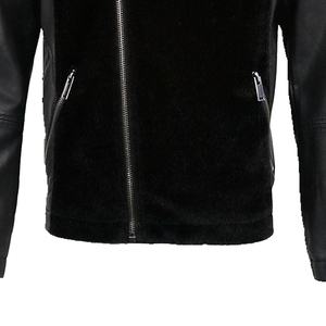 Men's Slim Fit Faux Leather <b>Waterproof</b> Cafe Racer Motorcycle <b>Jacket</b> Front Ribbed Moto Biker Zip-Up Winter Streetwear - Product Image 4