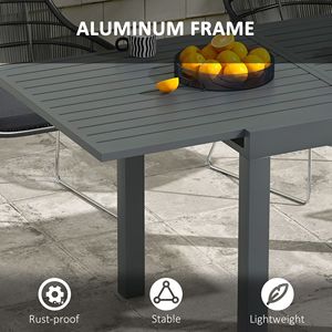 Tavolo da Pranzo Estensibile in Alluminio per Esterni, Grigio, Dimensioni Adattabili per 4-6 Persone - Product Image 5