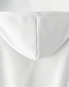 Women's White Regular Eco-Friendly Fleece Zipper Sweatshirt Solid Color Long Sleeve Casual Winter Wear - Product Image 4
