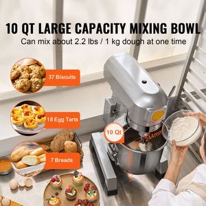 Impastatrice Commerciale in Acciaio Inox da 450W 10Qt con Funzione Timer per Uso in Panetteria - Product Image 2