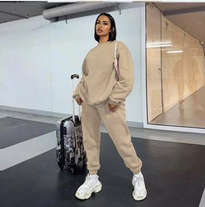 <b>Women's</b> <b>Yellow</b> 2-Piece Hip Hop Casual Set Full Sleeve Hooded Crop <b>Top</b> Jogger Pants Solid Color Knitted Cotton Regular Breathable - Product Image 6