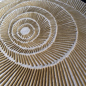 <b>Round</b> Spiral Pattern Rug Beige Cream Textured Modern Hand Tufted Area Rug <b>Carpet</b> Luxury Designer Living Room Bedroom Floor Decor - Product Image 4