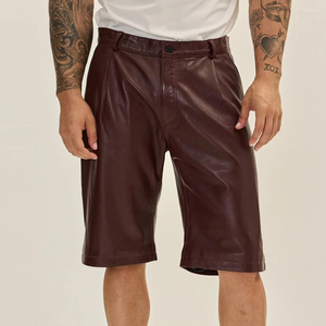 Customized Wholesale Men Leather Shorts High Quality <b>Vintage</b> Waterproof Breathable Elastic Waist Professional Manufacturers Made - Product Image 1