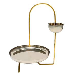 อุปกรณ์ทำเค้ก ขาตั้งเค้กโลหะสแตนเลสขัดเงา 2 ชั้น สำหรับใส่เรซิ่นอีพ็อกซี่ งานวันเกิด จานใส่ขนมหวาน - Product Image 1