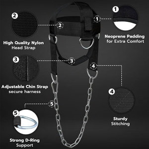 Arnés de Cuello de Nailon Negro con Logotipo Personalizado, Cadena y Placa de Peso para Entrenamiento de Fuerza - Product Image 2