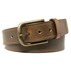 Ceinture en cuir véritable noir décontractée et durable avec boucle à ardillon de 35 mm de large, prête à offrir, pour homme, bureau et voyage - Product Image 1
