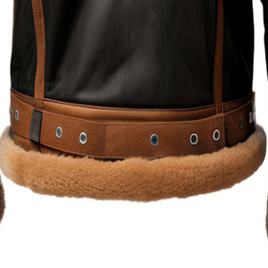 Custom Heavyweight Faux Fur Lined <b>Leather</b> Bomber <b>Jacket</b> <b>Winter</b> Style Windproof Casual Street Fashion Coat For Unisex Wear - Product Image 6