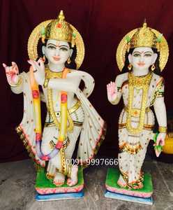 Marble Krishna Painted Exclusive Murti Indian Exporter Statue Worship Hindu Culture Handmade High Quality Marble - Product Image 6