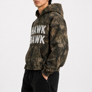 Sweat à capuche camouflage premium, sweat à capuche camouflage oversize, sweat à capuche zippé épais, streetwear, coupe ample, sweat à capuche d'hiver pour homme - Product Image 3