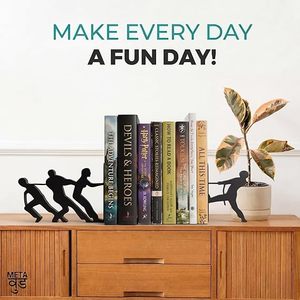 Creative Metal Bookends Human Figure Desk Organizer Storage <b>Holder</b> for Office Workspace Rectangle <b>Standing</b> Type Neatening Tool - Product Image 4