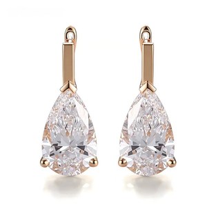 Teardrop Lab Grown 1.01CT VS1 Pear Cut Diamond Stud <b>Earrings</b> For Unisex 14K Rose Gold <b>Fine</b> Wedding Promise Gift Her - Product Image 3