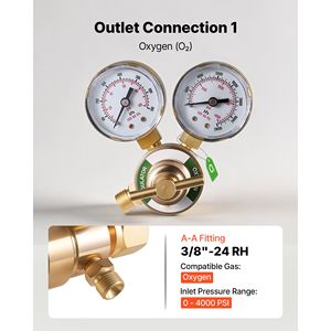 Ensemble de régulateurs oxygène-acétylène - 0-4000 PSI & 0-400 PSI - Manomètres de soudage - Entrée CGA 540/CGA 200 - Acier - Product Image 3