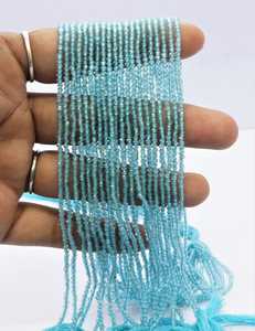 Perles rondes facettées en aquamarine AAA 2 MM, pierres précieuses naturelles en aquamarine bleue, perles rondes facettées en aquamarine de forme ronde - Product Image 2