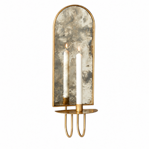 Modern Arched Mirrored Wall <b>Sconce</b> Brass <b>Candle</b> Holder Decorative Antique Mirror Wall Accent Luxury Home Décor for Living Room - Product Image 1