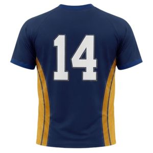 Unisex Navy Blue Gold Sublimation Netball Shirt Polyester Lightweight <b>Athletic</b> Team Sports Wear Training Match Apparel - Product Image 2