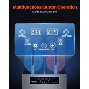 Macchina per Slushy Commerciale a Doppio Serbatoio 12Lx2 in Acciaio Inox, Dispenser da 96 Bicchieri per Margarita Ghiacciata e Bevande Smoothie - Product Image 4