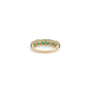 Women's Simple Design 100% Natural Gemstone Emerald Half Eternity Band Ring Stackable K14 <b>Original</b> Yellow Gold Everyday Jewelry - Product Image 6