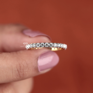 Round Cut Lab Grown Diamond Full Eternity <b>Wedding</b> Band Solid 10K 14K 18K Gold Shared Prong Stackable Anniversary Ring Wholesale - Product Image 6