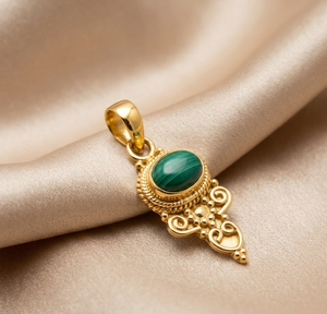 Pendentif en malachite naturelle, argent sterling 925, collier vintage bohème fait à la main, charme en pierres précieuses, bijoux pour femmes, cadeau pour maman, sœur - Product Image 5