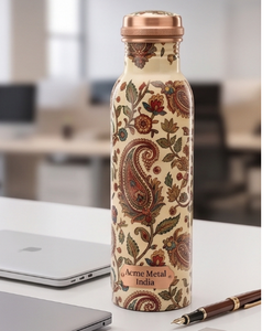 Trendy Paisley Printed <b>Copper</b> Water <b>Bottle</b> Eco Friendly Modern Minimalist Design For Daily Hydration Yoga Gym Travel School Gift - Product Image 4