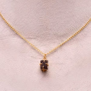 Colgante Infantil de Cuarzo Ahumado Natural con Plata de Ley 925 y Baño de Oro de 14K, Piedra Curativa de Cristal Natural, Joyería Hecha a Mano, Regalo - Product Image 1