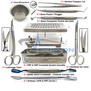 Juego de 9 instrumentos dentales de acero inoxidable para cirugía de flap lingual con PRF e implantes, con caja GRF y manual de instrucciones. - Product Image 4