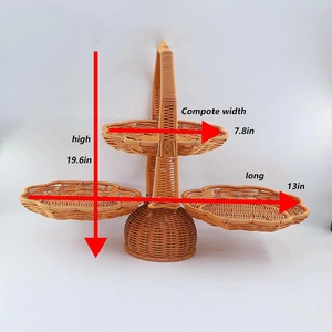 ถาดผลไม้หวายพับได้พร้อมหูหิ้ว |   ตะกร้าหวายสำหรับเสิร์ฟอาหาร ตกแต่งบ้าน งานแต่งงาน และการจัดเก็บแบบประหยัดพื้นที่ - Product Image 6