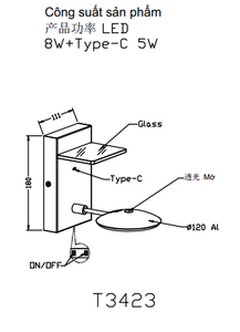 Modern LED <b>Wall</b> Lamp <b>with</b> Glass Shelf & USB-C Charging Station – 8W + 5W Dual <b>Light</b> - Product Image 6