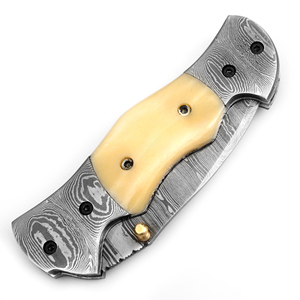 Navaja Plegable de Acero de Damasco de Grado Industrial OEM Personalizable con Funda de Cuero para Camping, Caza y Supervivencia al Aire Libre - Product Image 5