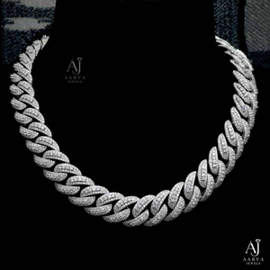 925 Sterling Silver Rhodium Plated Moissanite Cuban Link <b>Chain</b> Necklace Engagement <b>Iced</b> <b>Out</b> Bold <b>Chain</b> Jewelry for Men Women - Product Image 1