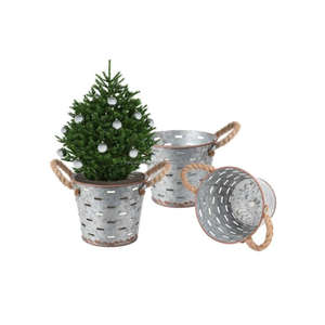 Ensemble de jardinières galvanisées rustiques de 2 seaux à fleurs décoratifs de jardin extérieur pour l'approvisionnement de Noël de pépinière par le fabricant - Product Image 6