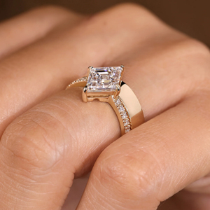 Women's 18K Solid Gold Rose Gold Plated Asscher Cut Diamond Engagement Ring Geometric Fine Jewelry - Product Image 4