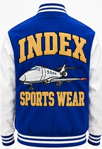 Chaqueta Varsity para Hombre, Color Azul y Blanco, Logotipo Bordado, Cuello Camisero, Estilo Preppy, Ropa de Otoño - Product Image 4