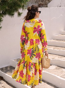 2023 New Arrivals <b>Summer</b> Eco-Friendly Women's Casual <b>Bohemian</b> Floral Long Maxi <b>Dress</b> Tie Dye Gypsy Chic Viscose Crepe Ruffle - Product Image 2
