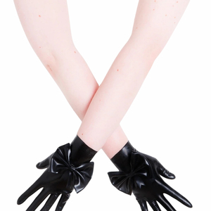 Gants noirs en PU longueur poignet avec nœud, style élégant pour les soirées - Product Image 5