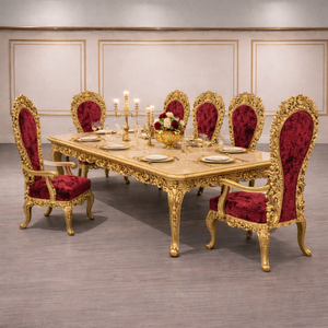 Muebles de Comedor de Madera de Estilo Europeo, Juego de Comedor de Estilo Victoriano con Acabado Dorado, Muebles de Comedor de Madera Maciza Personalizados - Product Image 2
