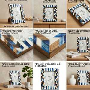 Marco de Fotos de Resina Moderno de Lujo con Incrustaciones de Hueso, Hecho a Mano, Personalizado, con Patrón de Mosaico Único para un Interior Elegante - Product Image 3