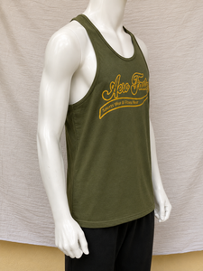 Débardeur sans manches Aero Faster pour homme, vert olive, 100% coton, col rond, respirant, vêtements de sport, logo imprimé numérique - Product Image 3