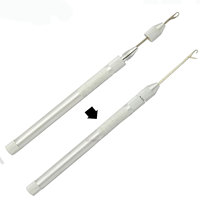 Kit professionnel d'aiguilles à crochet 100 % acier inoxydable avec 1 support, crochet de tirage, enfile-boucle, support de ventilation, outils pour extensions capillaires