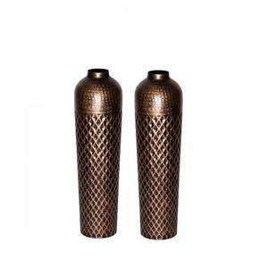 Ensemble de 2 vases à fleurs décoratifs pour table, texture martelée et finition cuivre, vases en métal faits à la main à prix raisonnable - Product Image 3