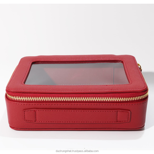 Custom Printed Logo Transparent Leather Luxury Makeup <b>Storage</b> Cosmetic Pouch <b>Zipper</b> Closure Travel Toiletry <b>Bags</b> - Product Image 2