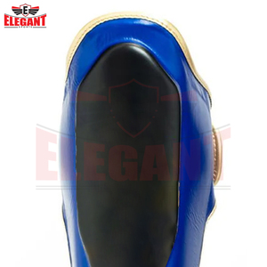 Protège-tibias de boxe en cuir bleu-noir de bonne qualité, meilleur fournisseur à prix raisonnable, équipement de boxe protecteur avec fermeture auto-agrippante - Product Image 6