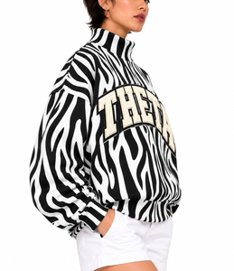 <b>Women's</b> Zebra Print Mock Neck <b>christmas</b> <b>Sweatshirt</b> full Sleeve 100% cotton Theta Letter Applique - Product Image 5