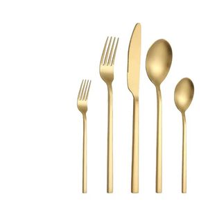 Service de Couverts de Luxe en Acier Inoxydable Doré avec Manche Martelé, Ensemble Moderne de Cuillères, Fourchettes et Couteaux pour Table à Manger - Product Image 5