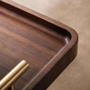 Elegante Bandeja de Madera para Servir Café con Bordes Elevados y Asas Metálicas, Bandeja para Desayuno, Comida, Té y Bebidas para el Hogar, Hotel o Restaurante - Product Image 4