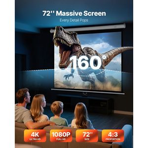 Écran projecteur rétractable manuel de 72 pouces 4K 1080 HD 4:3 rapport d'aspect fixé au mur pour la projection de théâtre de bureau à domicile - Product Image 2