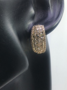Round Cut Natural <b>Diamond</b> <b>Dangle</b> Huggie Ladies <b>Earrings</b> 3.06 Cttw 925 Sterling Silver Yellow Plated Prong Set Trendy Wholesale - Product Image 3